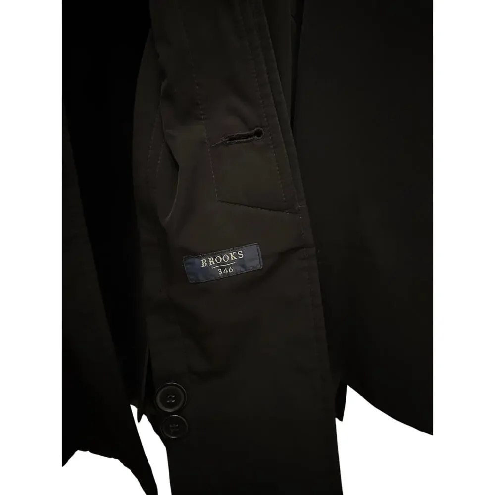 Brooks Brothers 346 Men's XL Black Car Coat Wool Blend Lined Hidden Button Coat
